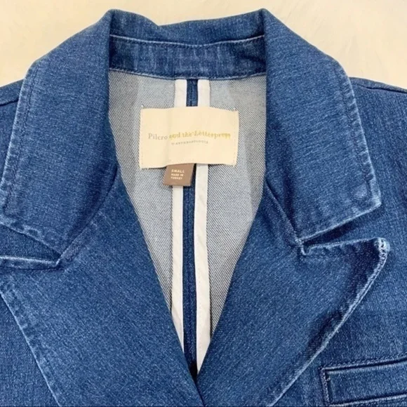 💋Anthropologie Pilcro double breasted denim blazer size S
